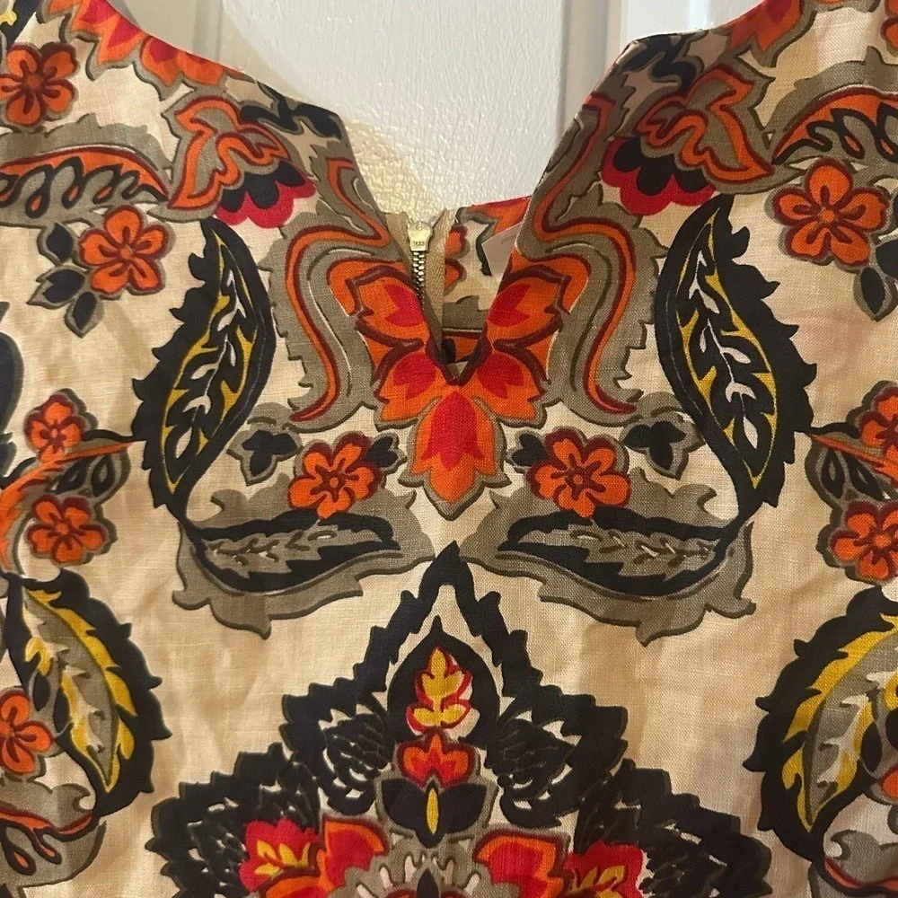 J‎ Crew Dress 100% Linen Floral Shift Dress with Pockets. Size 4.